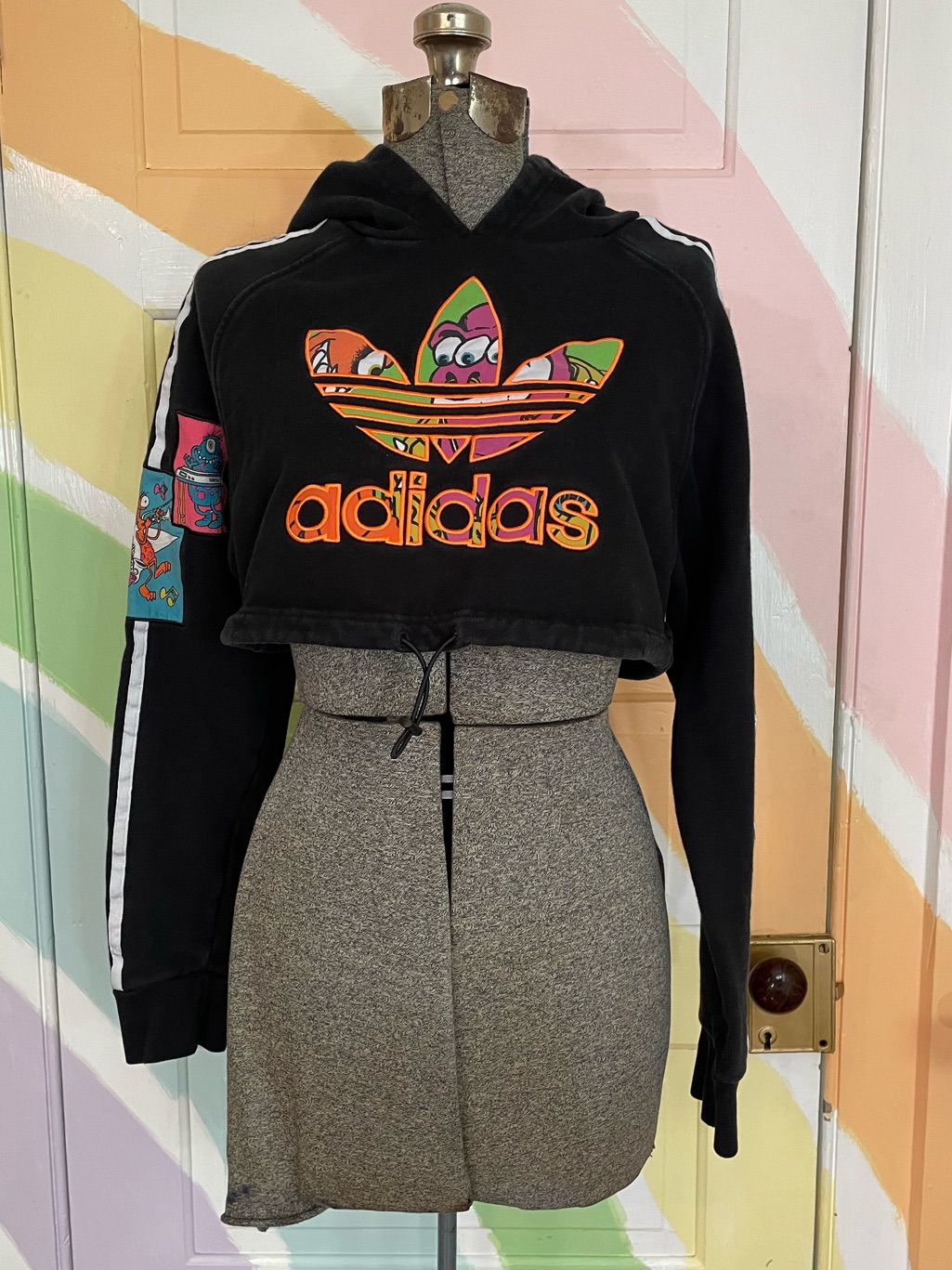Adidas X Jeremy Scott Monster Crop Hoodie Y2k Streetwear Sz M